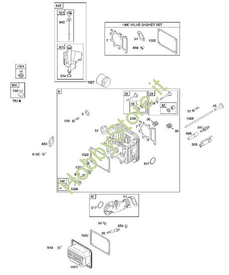 E - Testata, set guarnizioni valvole, lubrificazione, valvole B&S - 28 €¦ 282H07-0111-E1 brand Stihl